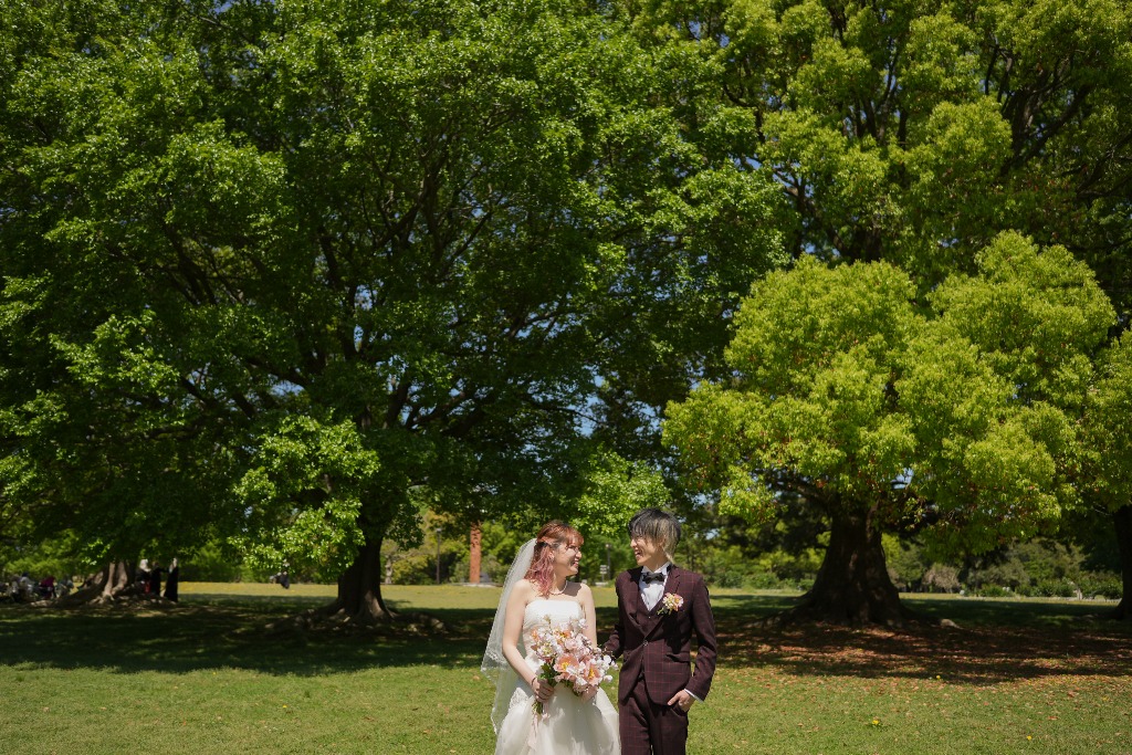 Photo Wedding at Shonai Ryokuchi Park with the stylish couple