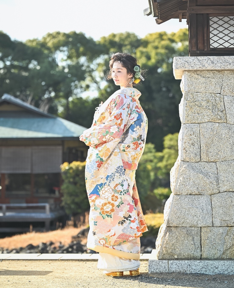 Soft Pink & Blue Color Uchikake