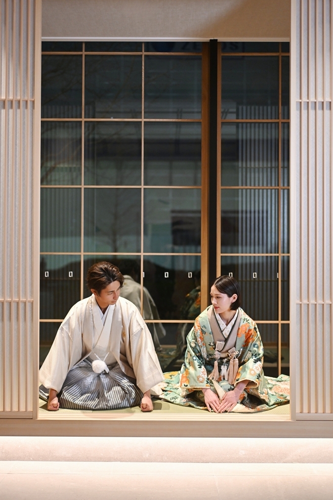 A classic seated pose in a modern Japanese studio