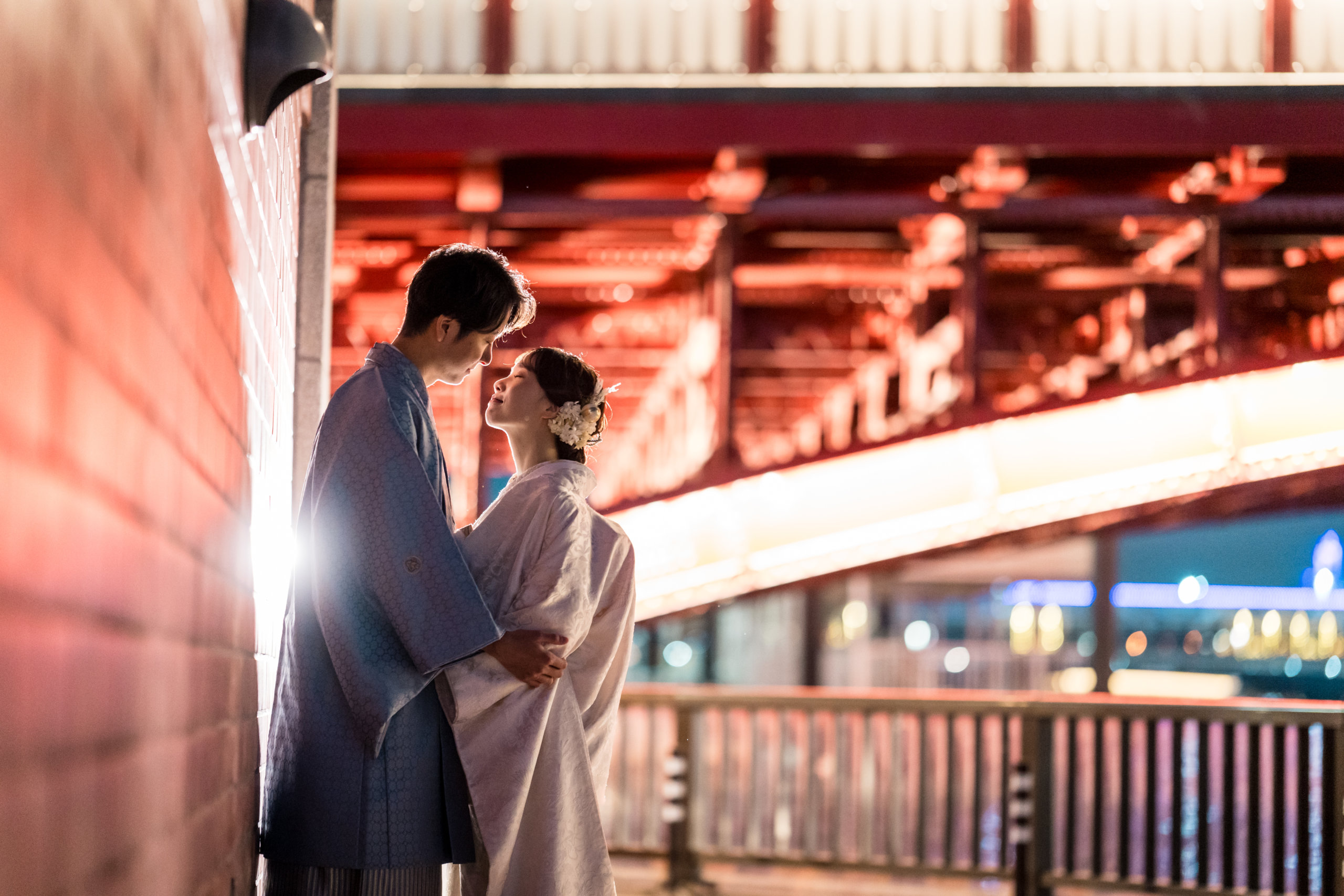 Kimono selection for Asakusa and Tokyo Skytree — the contrasting environments of ancient Asakusa and modern Skytree create different visual contexts for kimono colors