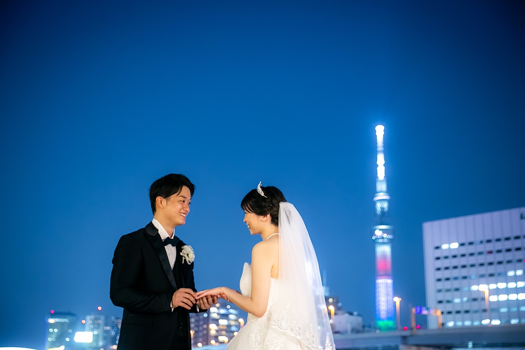 Asakusa and Tokyo Skytree double location wedding photography