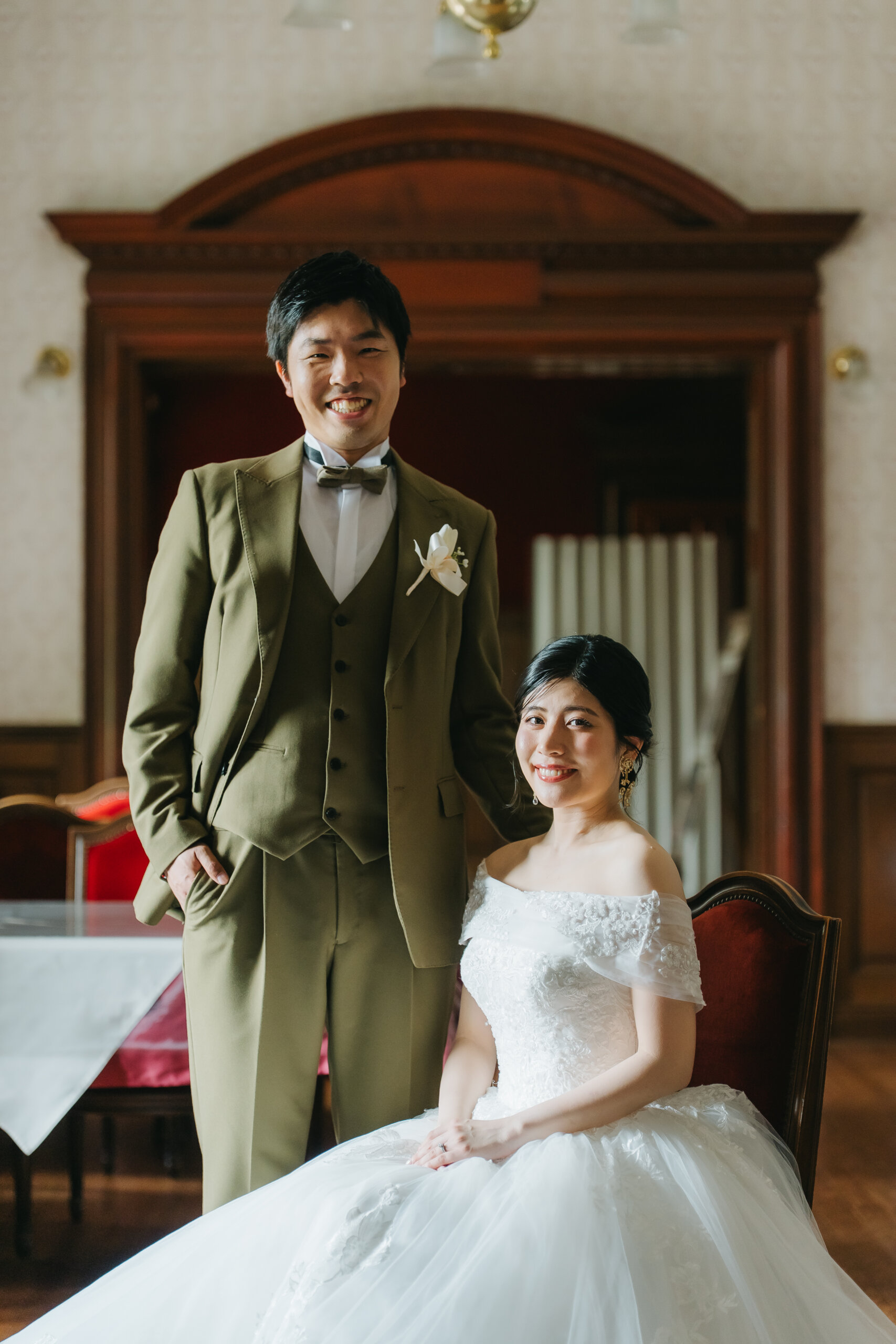 Former Furukawa Residence — both wedding dress and kimono photograph beautifully in this Taisho-era setting, where Western and Japanese aesthetics historically coexisted