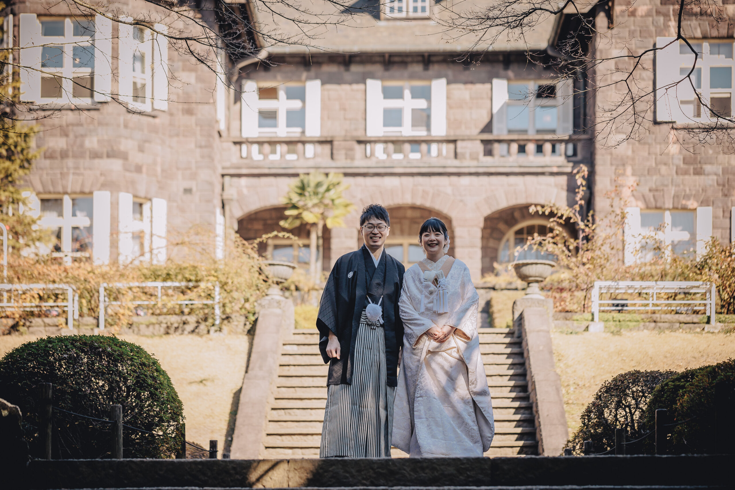 The Former Furukawa Residence exterior — a Taisho-era Western-style mansion designated an Important Cultural Property of Japan, offering an authentic historic setting for wedding photography in Tokyo
